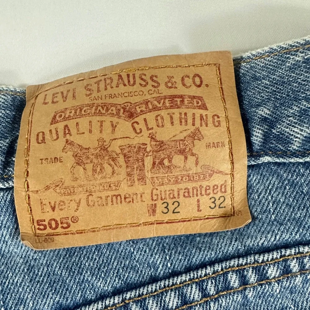 Levi's 505 Mens Jeans‎ 32W 32L Regular Fit Straight Leg Blue Denim